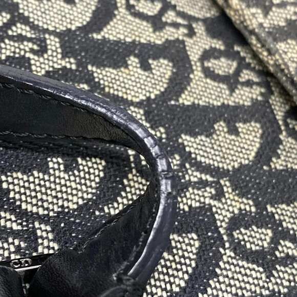 Auth DIOR/ChristianDior Saddle Bag Black Cream Jacquard Leather Handbag - Picture 15 of 16